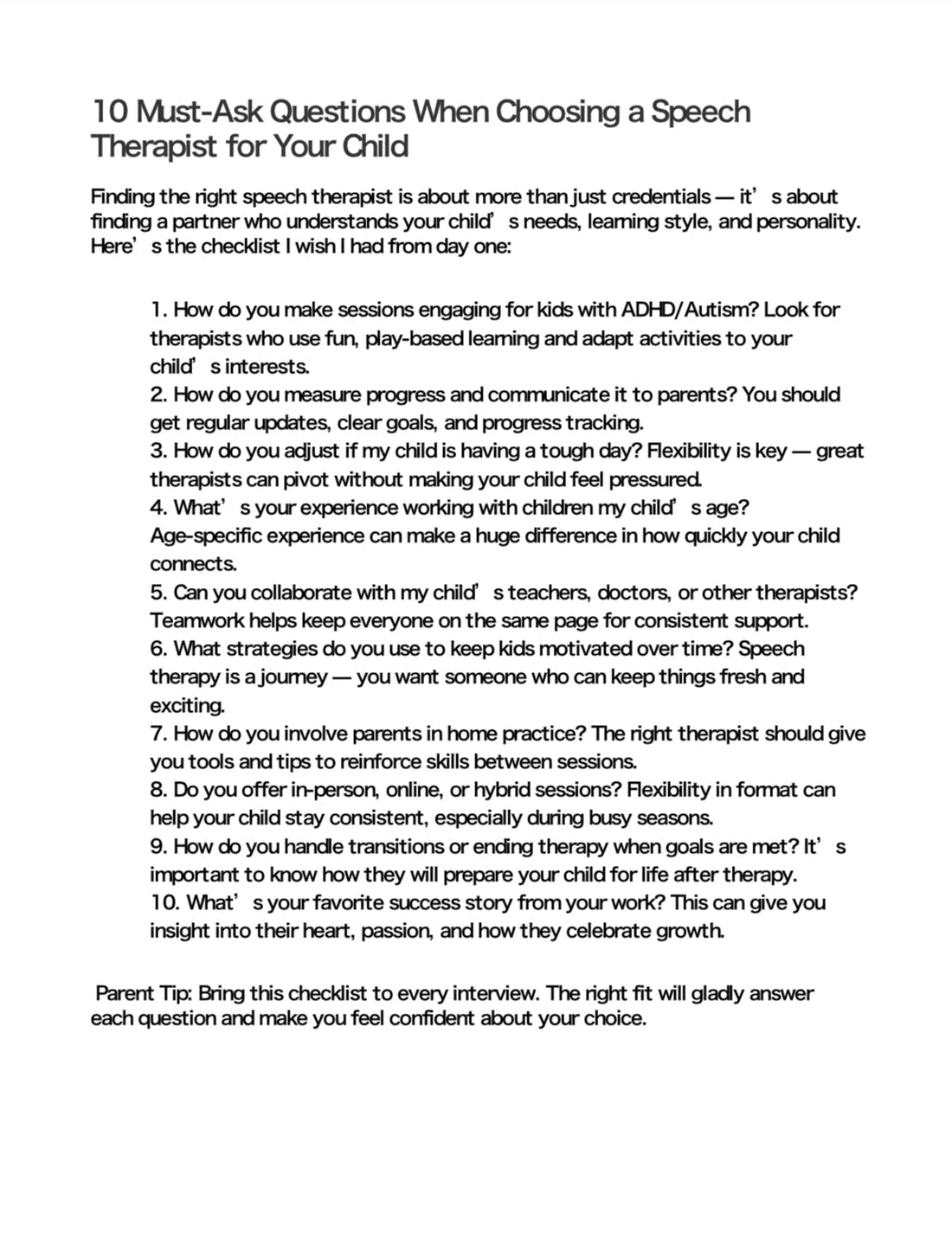 10 Must-Ask Questions When Choosing a Speech Therapist for Your Child 🗣💛